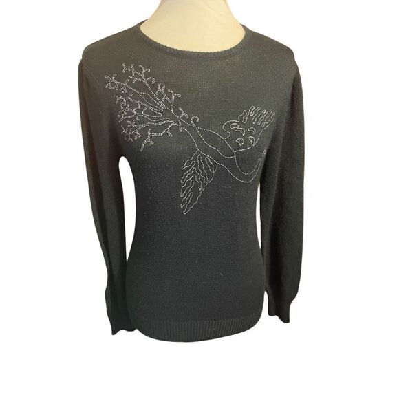 Jonathon Logan Vintage 1960’s/70’s Black Silver Metallic Embroidered Peacock Des - Picture 2 of 11